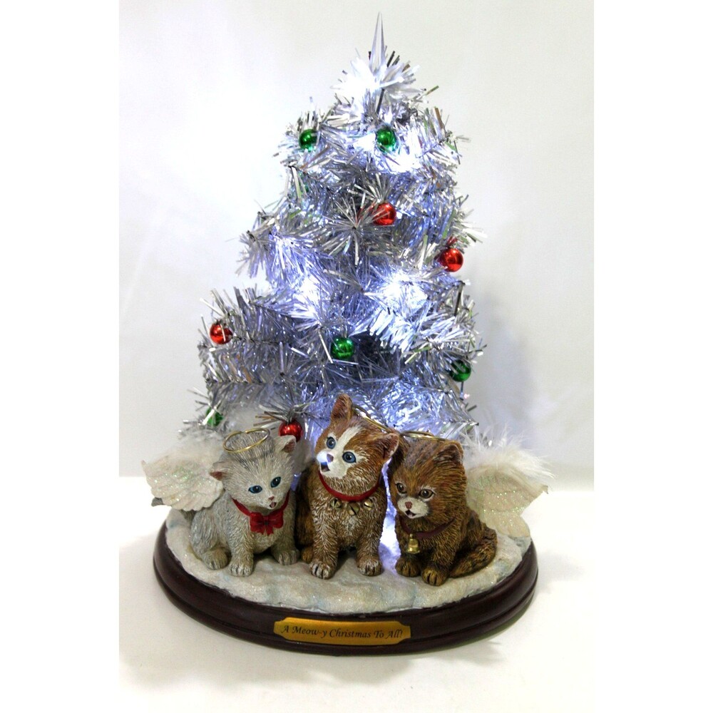 Bradford Exchange Meow-y Christmas Singing Cat Tree Tabletop Holiday Musical